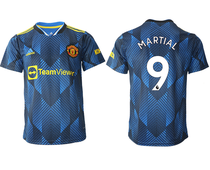 Men 2021-2022 Club Manchester United Second away aaa version blue #9 Soccer Jersey